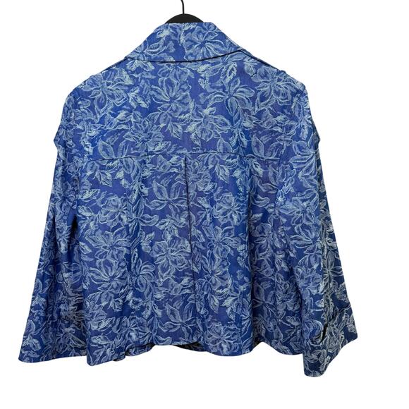 DEREK LAM 10 CROSBY Elijah Floral Cotton Blend Double-Breasted Crop Jacket - Picture 11 of 11